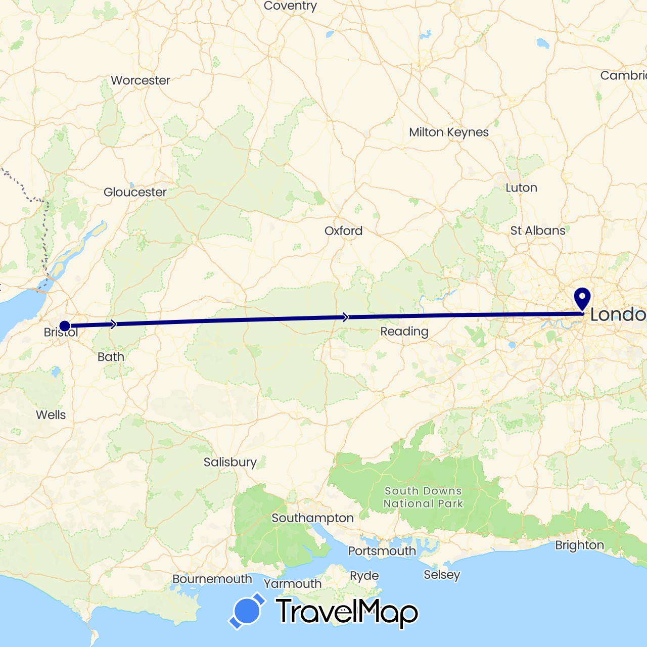 TravelMap itinerary: driving in United Kingdom (Europe)